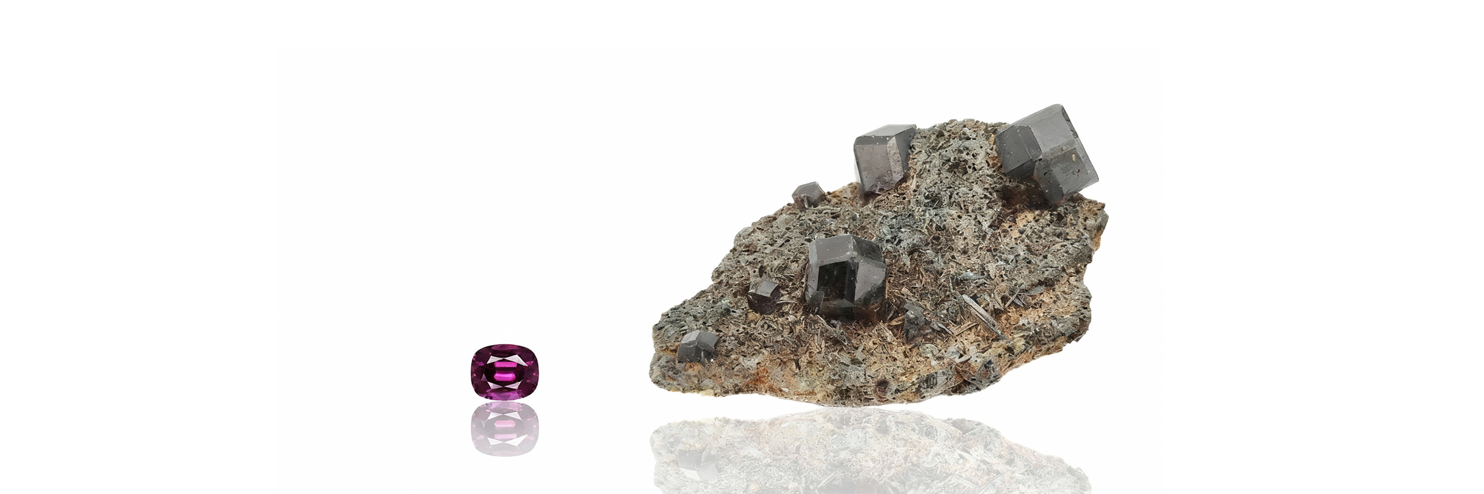 grenat rhodolite avec pierre naturelle